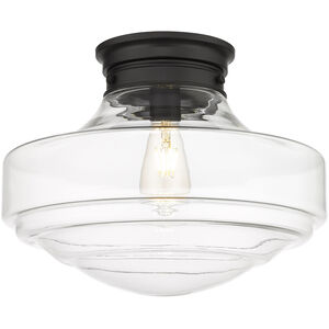 Ingalls 1 Light 16 inch Matte Black Semi-flush Ceiling Light in Clear Glass, Large